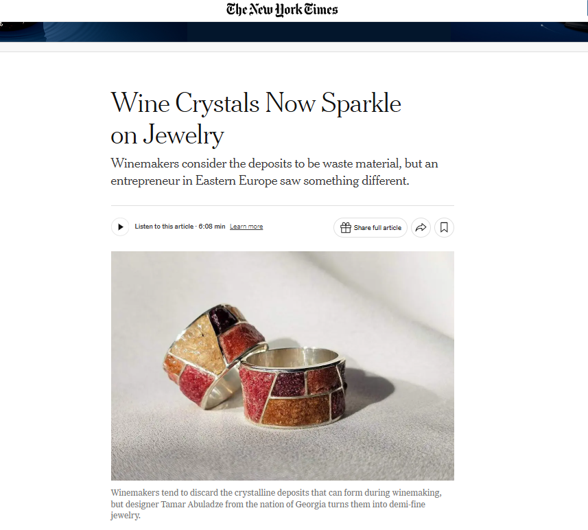 Wine Diamond in "THE NEW YORK TIMES"